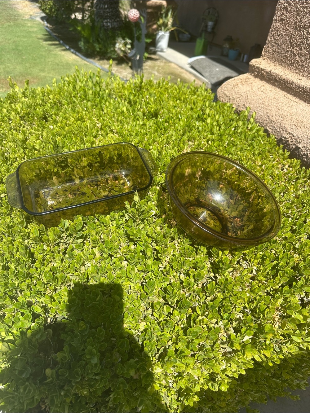 Pyrex Amber Glass Mixing Bowl and Rectangular Dish Set